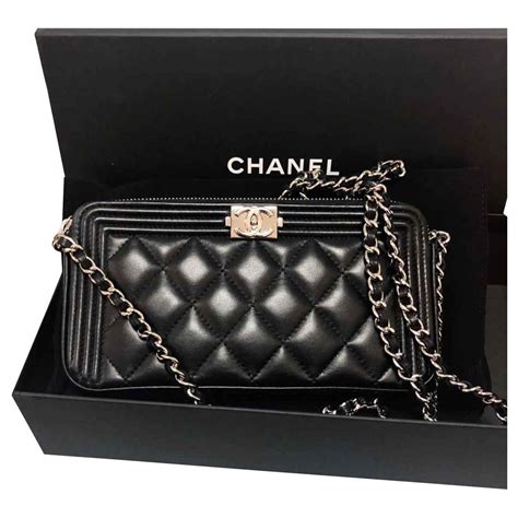 chanel boy wallet on chain so black|chanel wallet on chain trendy.